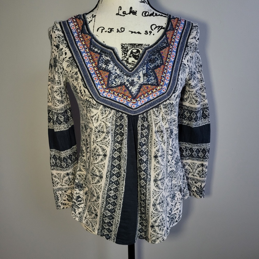 Anthropologie Akemi + Kin beaded boho peasant top embellished western maximalist